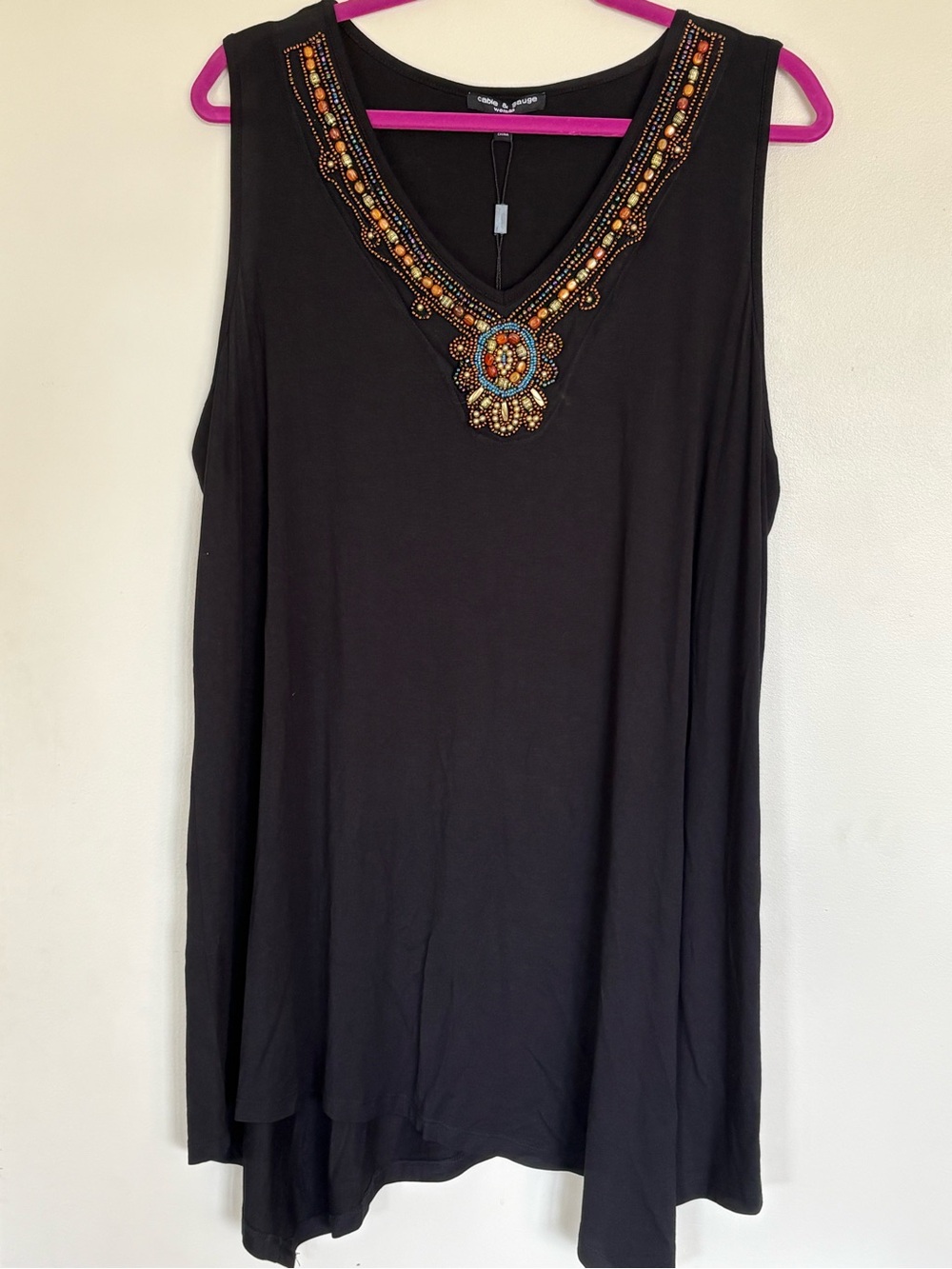 NWT Cable & Gauge Beaded Flowy Tank Top